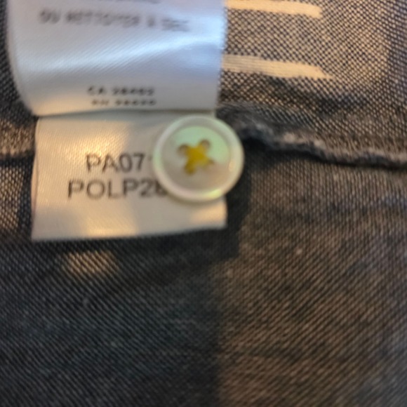 Lilla P Womens XS Blue White Dash Print Cotton Maxi Dress Fringe Hem Button Back - Picture 9 of 12